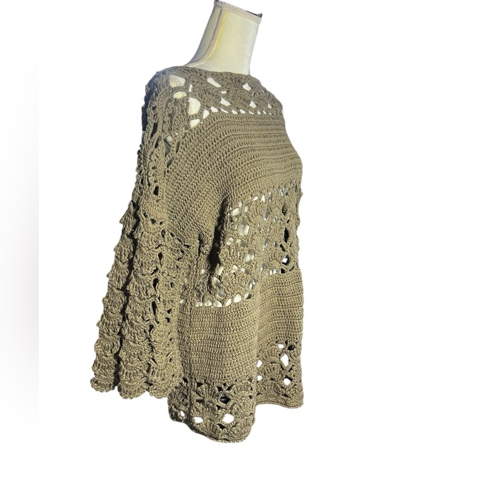 Crochet Boho Bell Sleeve Sweater Size L